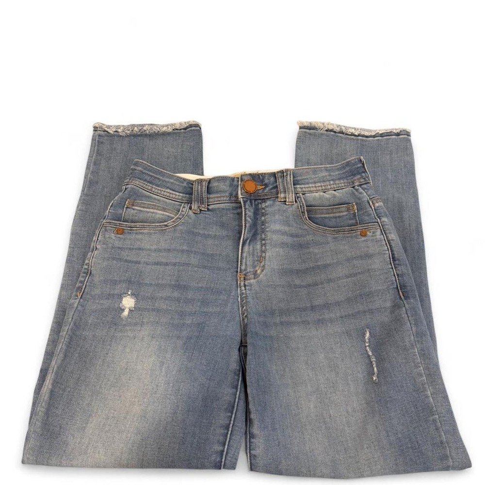 Democracy Ab Solution Straight Leg Distressed Raw Hem Jeans Blue Size 4